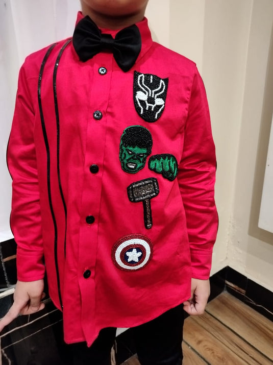 Red Metallic Lace Avenger Shirt