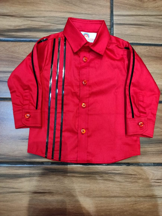 Red Shirt With Black Metallic Lines