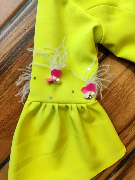 Neon Yellow 3 Piece Blazer Cord Set