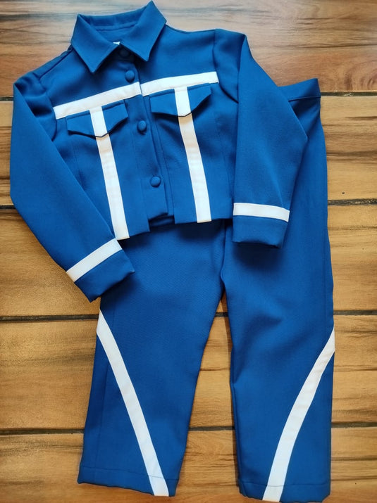 Blue Cord Set With White Detailing