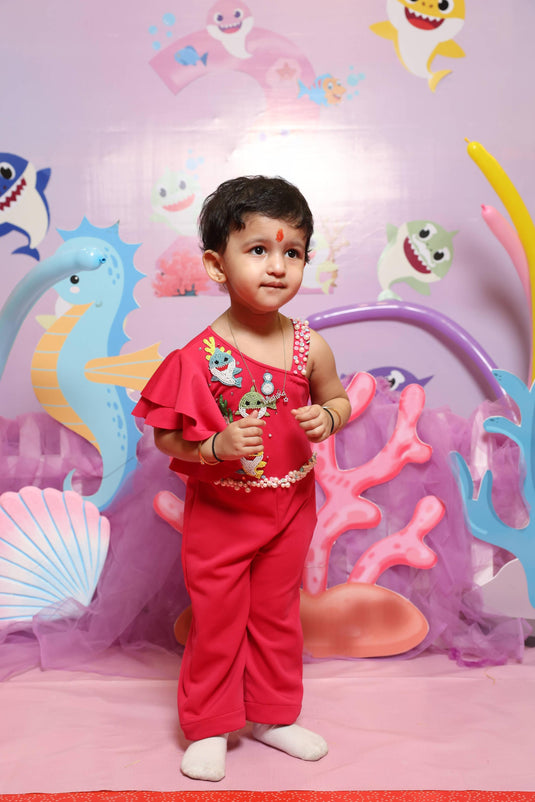 Pink Baby Shark Theme Jumpsuit