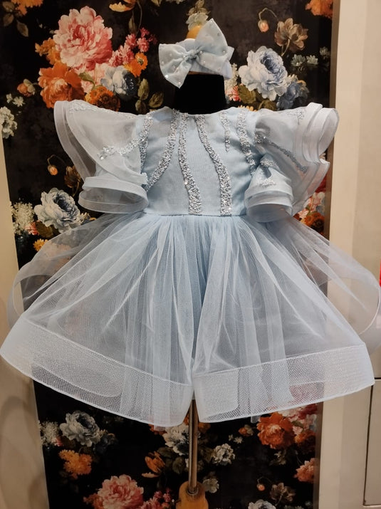 Light Blue Sequins Frock
