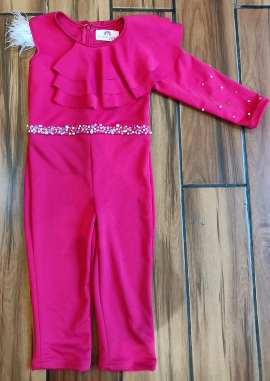 Hot Pink Ruffle Jumpsuit