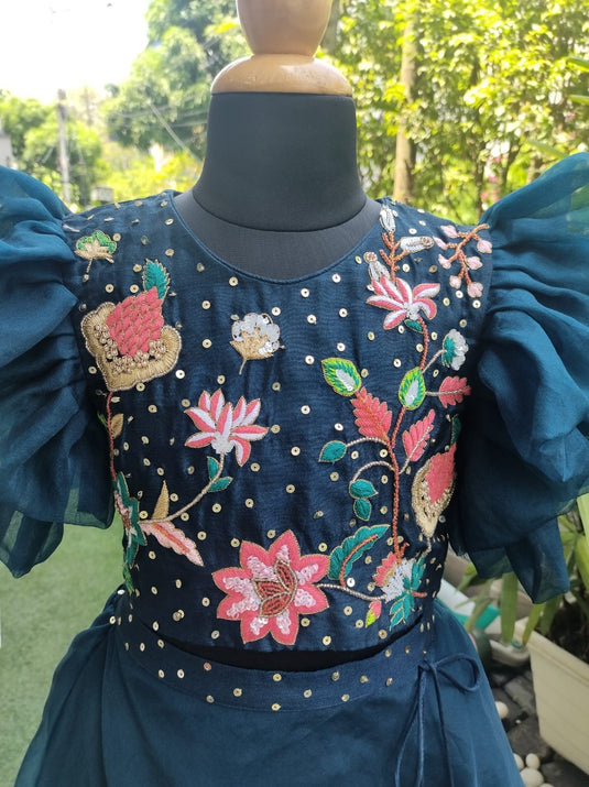 Blue Embroidered lehenga