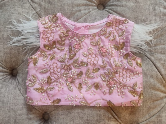 Pink Double Ruffle Layered Zardozi Lehenga Set