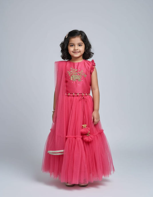 Magenta Elephant Lehenga Set