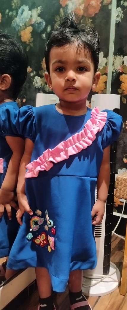 Blue Butterfly Ruffle Dress