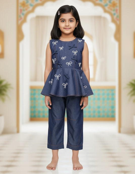 Peplum Denim Cord Set
