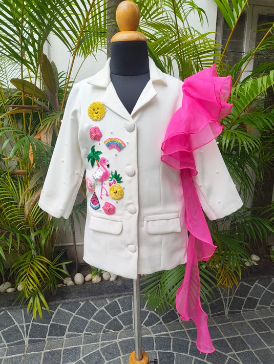 Flamingo Blazer Ruffle Dress