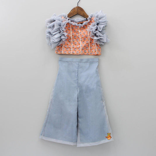 Orange Grey Palazzo Set