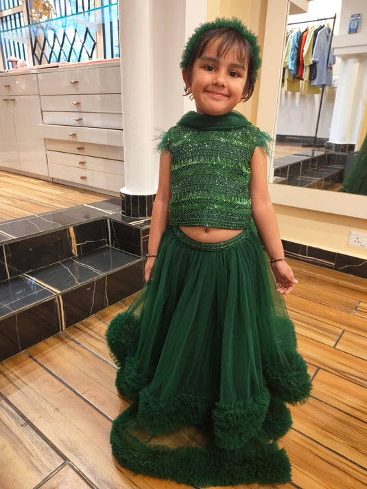 Bottle Green Katdana Lehenga