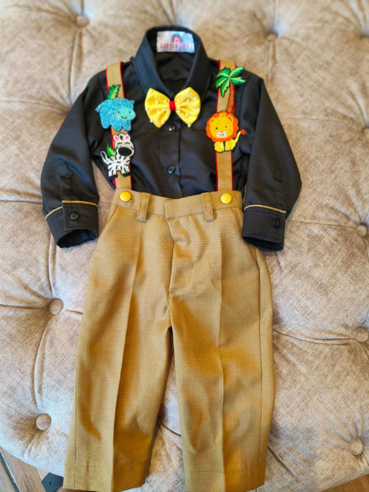 Jungle Theme Black Suspender Set