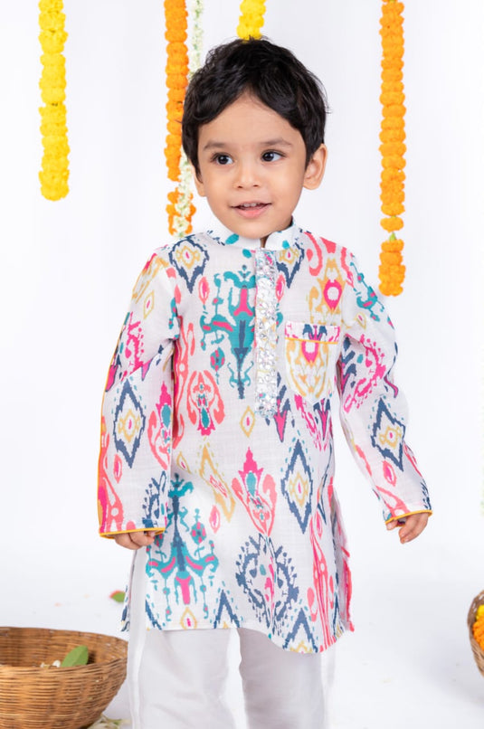Ikat Printed Gotawork kurta Set With Pant