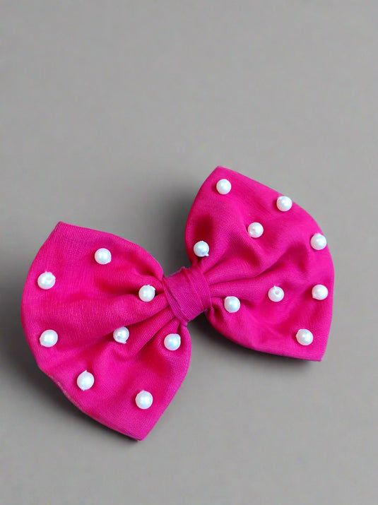 Bow Hair Clip With Pearls