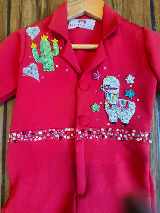 Red Llama Jumpsuit