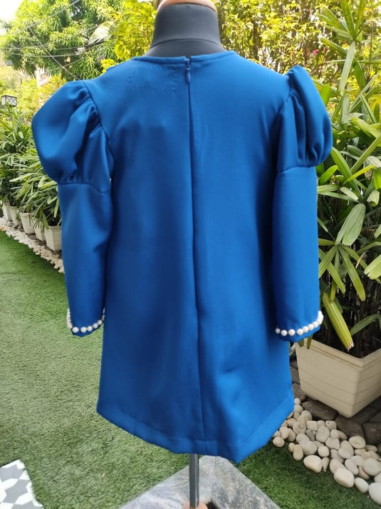 Blue Dress With Silver Bow