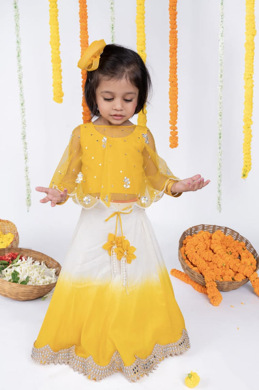 Yellow Cape Shaded Lehenga