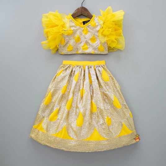 Sequins Yellow Lehenga