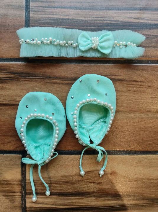 Sea Green Baby Pearl Frock Set