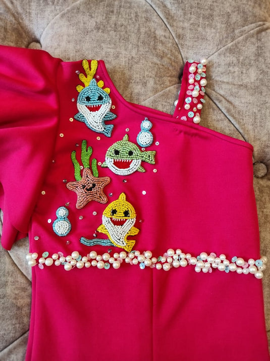 Pink Baby Shark Theme Jumpsuit