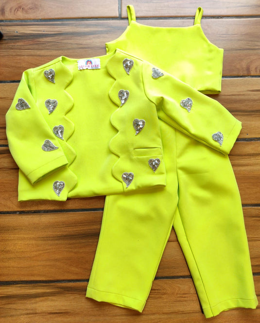 Neon Yellow 3 Piece Hearts Cord Set