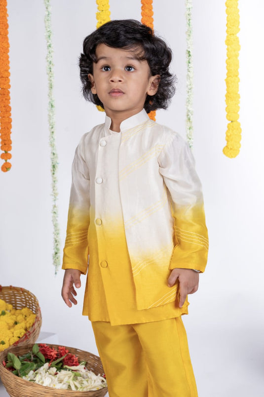 Yellow Shaded Layered Kurta Set With Pant