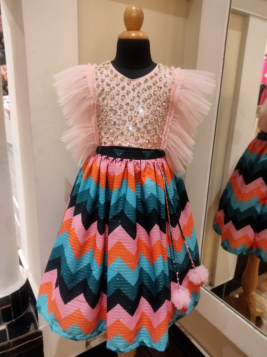 Pink Zig Zag Lehenga Set
