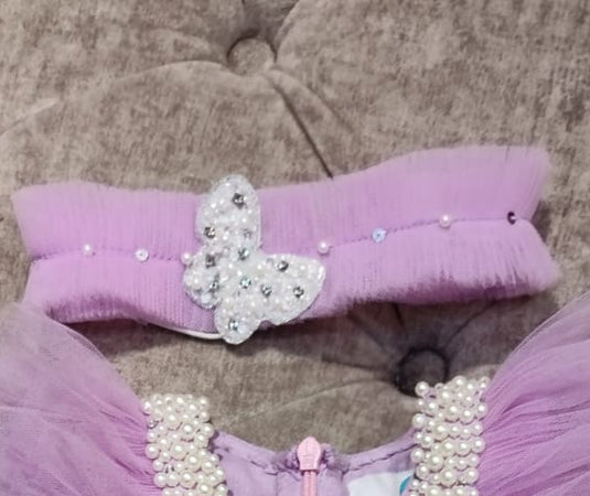 Net Elasticated Hairband With Embroidered Butterfly