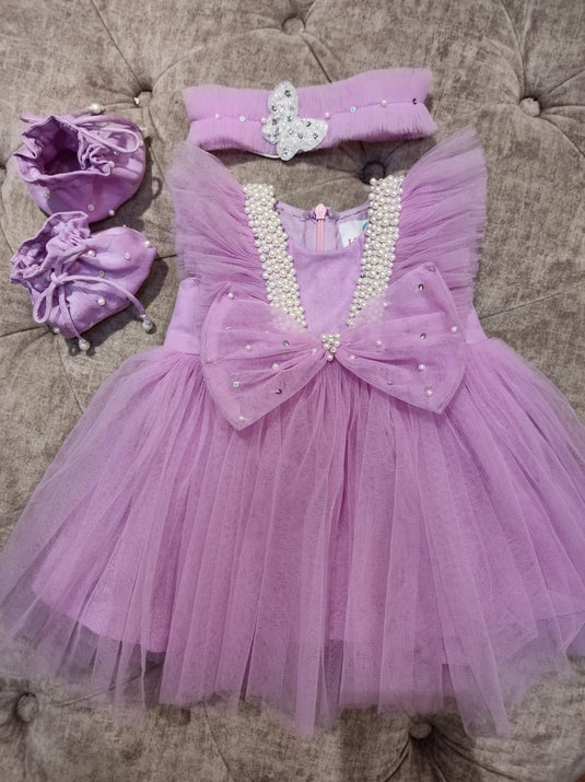 Lavender Baby Pearl Frock Set