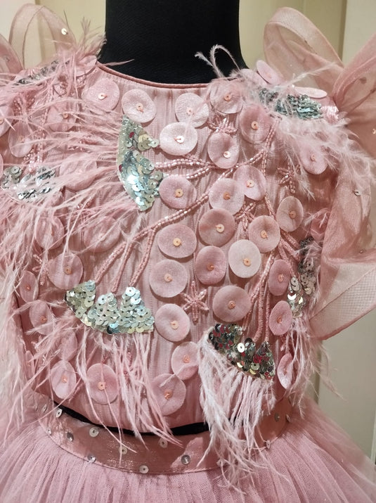 Blush Pink High Low Pixie Lehenga