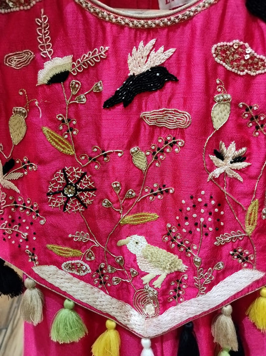 Pink Embroidered Tassels Coord Set