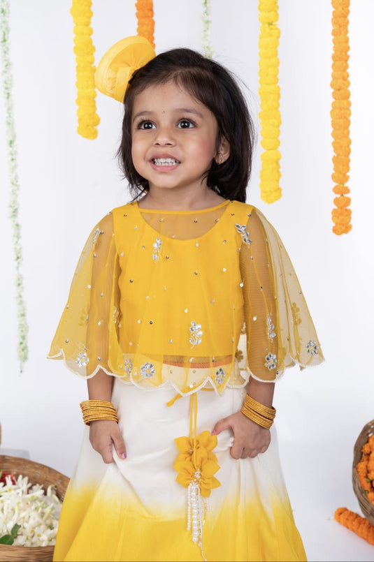 Yellow Cape Shaded Lehenga