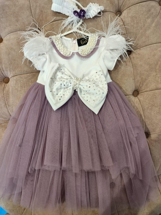 Gorgeous Up Down lavender Pearl Gown dress