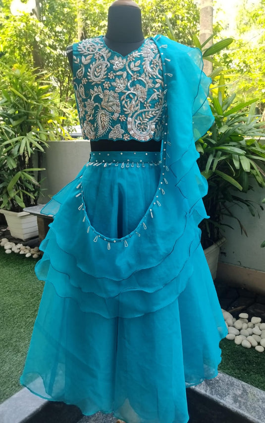 Green Paisley Heavy Embroidered Lehenga Set