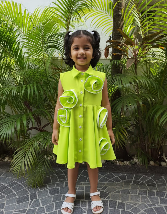 Neon Green Flower Dress
