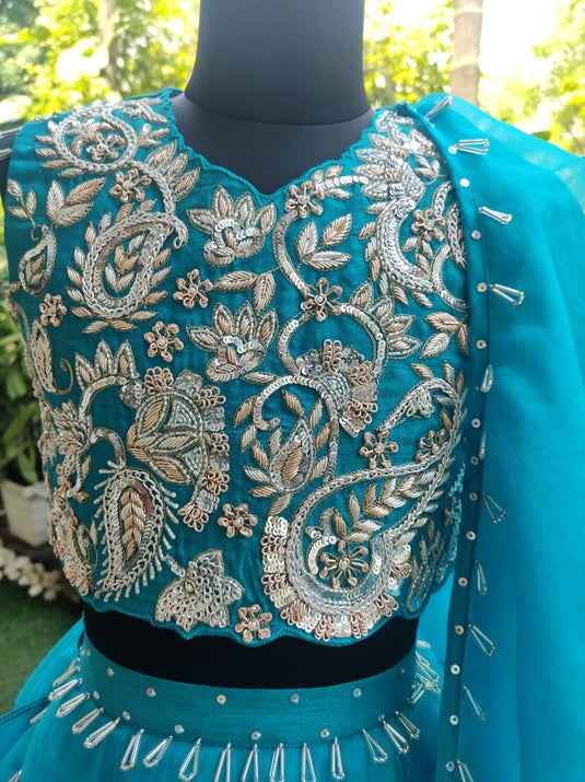 Green Paisley Heavy Embroidered Lehenga Set