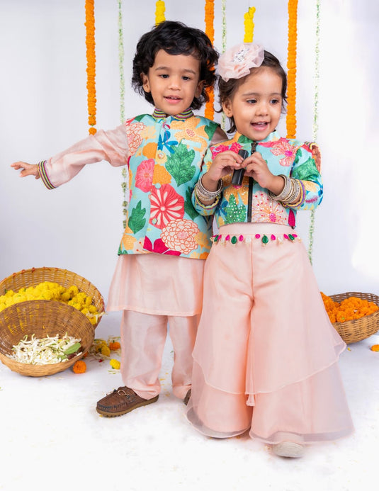 Floral Sequins Top Palazzo Set