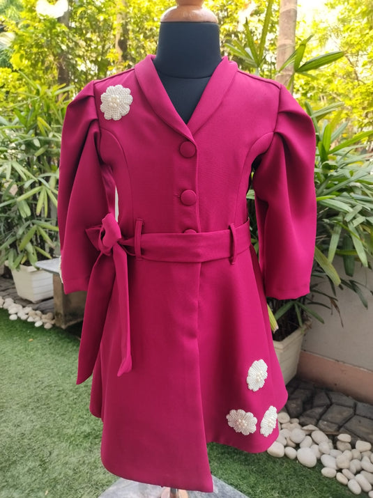 Marron Flower Belt Dress