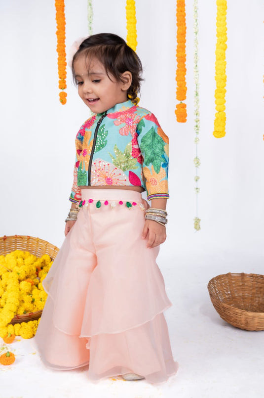 Floral Sequins Top Palazzo Set