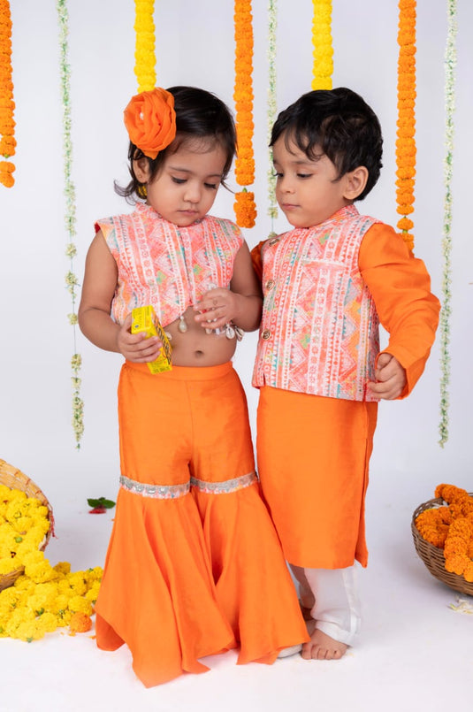 Orange Sharara Set