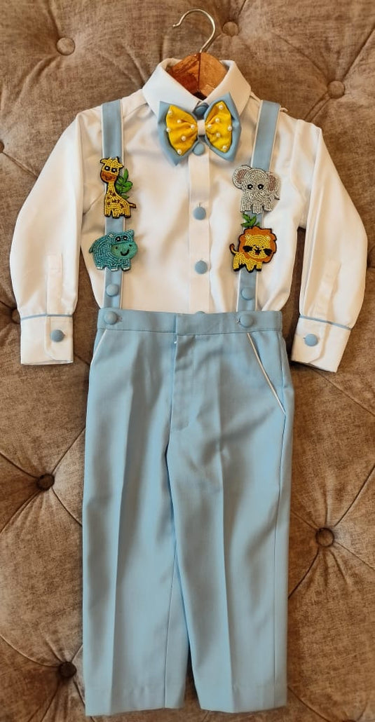 Jungle Theme Light Blue Suspender Set