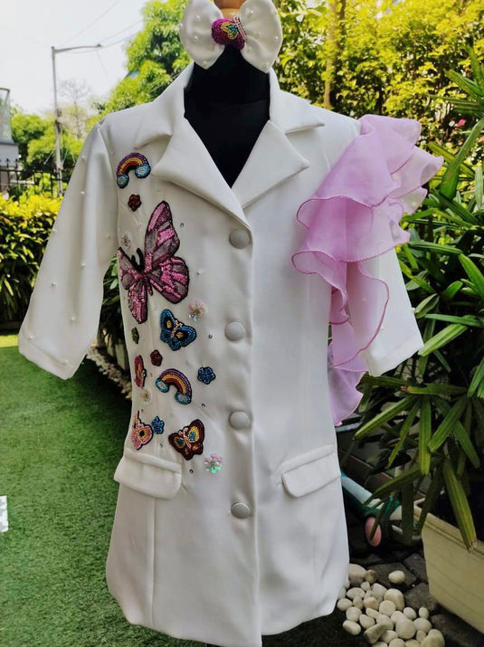 Butterfly Rainbow Theme Blazer Ruffle Dress