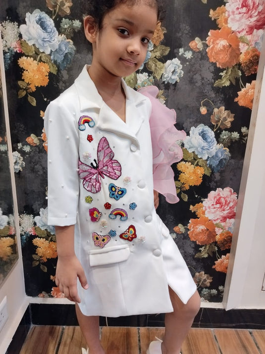 Butterfly Rainbow Theme Blazer Ruffle Dress