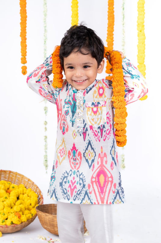 Ikat Printed Gotawork kurta Set With Pant