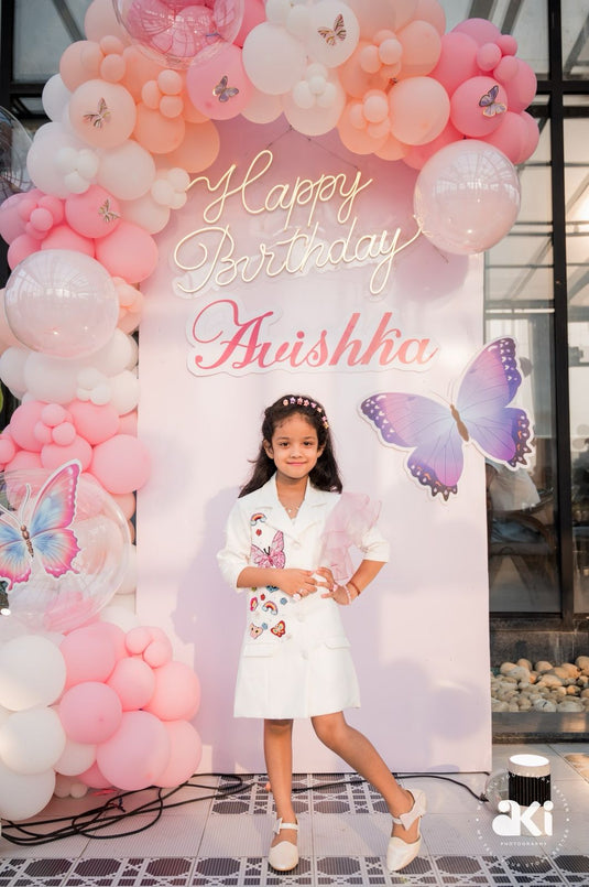 Butterfly Rainbow Theme Blazer Ruffle Dress