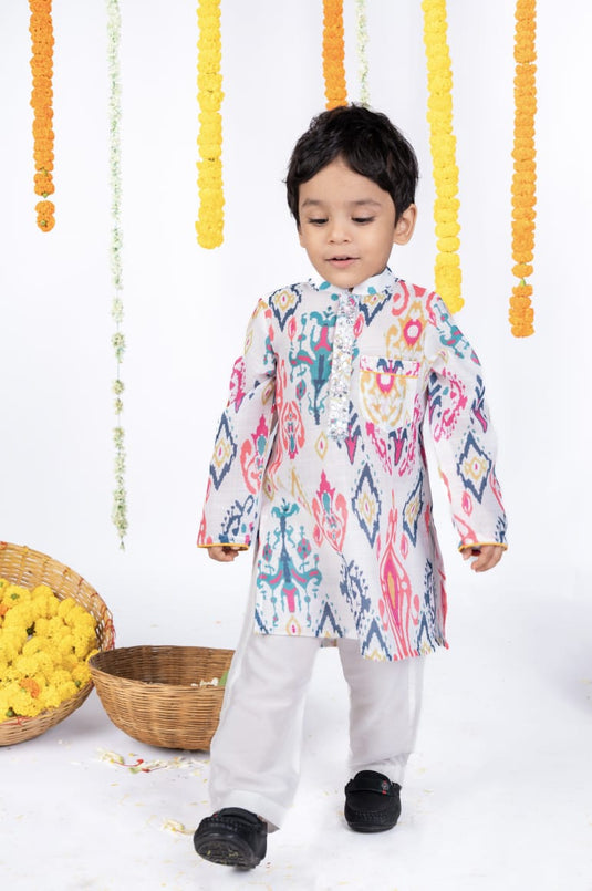 Ikat Printed Gotawork kurta Set With Pant