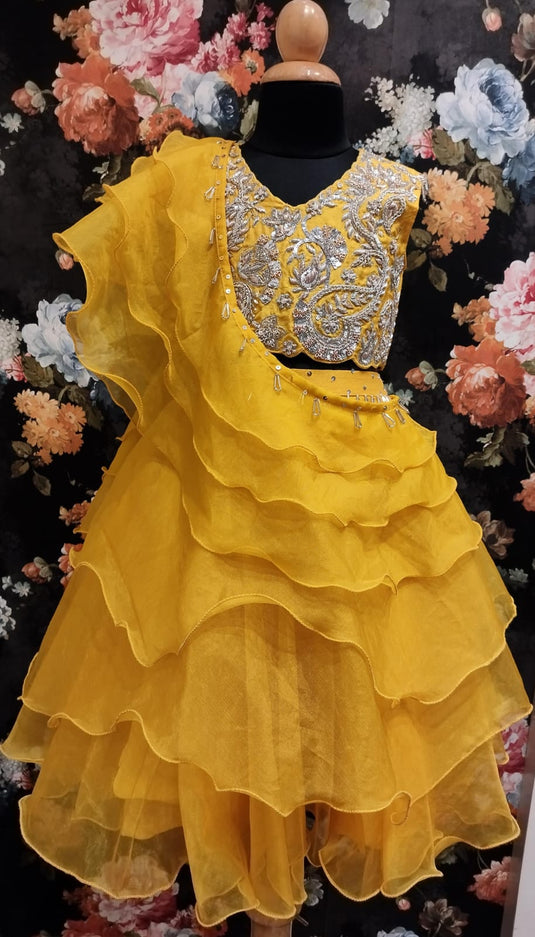 Paisley Embroidered Mustard Lehenga