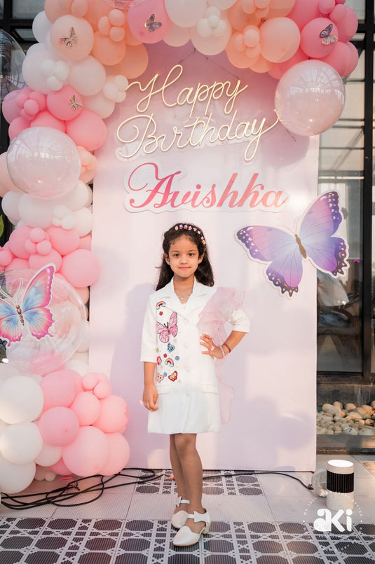 Butterfly Rainbow Theme Blazer Ruffle Dress