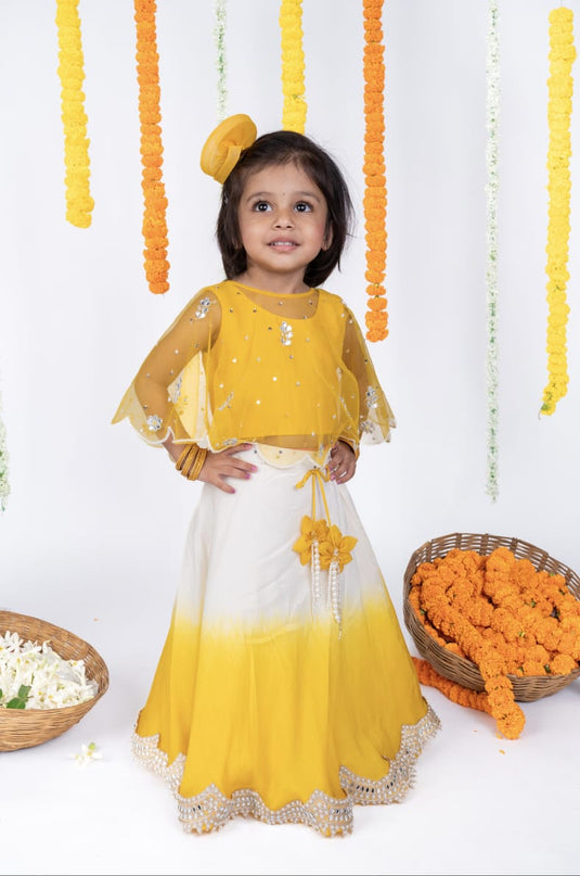 Yellow Cape Shaded Lehenga