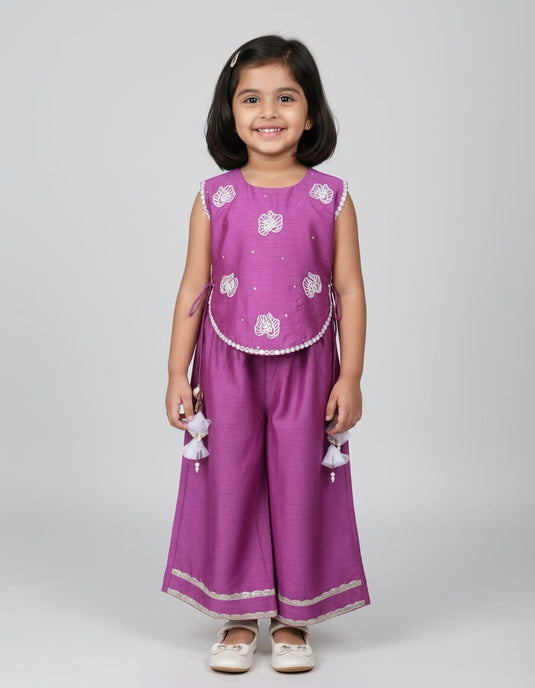 Purple Bib Top With Palazzo